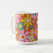 Retro Garden Groovy 60s 70s Floral Pattern Koffiemok (Voorkant links)