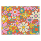 Retro Garden Groovy 60s 70s Floral Pattern Tafelkleed (Voorkant (Horizontaal))