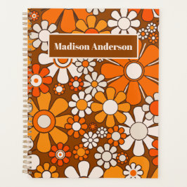 Retro Garden Groovy 70s Bloemen Bruin & Sinaasappe Planner