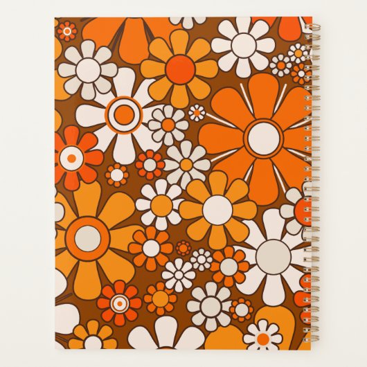 Retro Garden Groovy 70s Bloemen Bruin & Sinaasappe Planner (Achterkant)