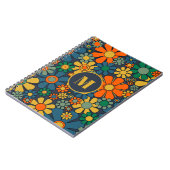 Retro Garden Groovy Floral 60s 70s PatroonInitiaal Notitieboek (Linkerzijde)