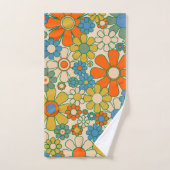 Retro Garden Groovy Floral 60s 70s Pattern Bad Handdoek (Handdoek)