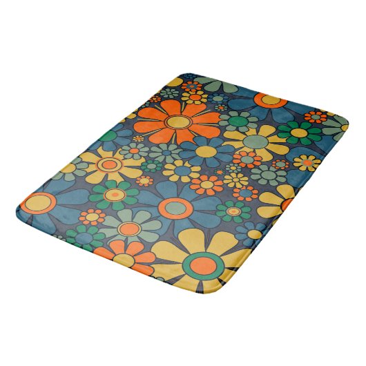 Retro Garden Groovy Floral 60s 70s Pattern Badmat (Gekanteld)