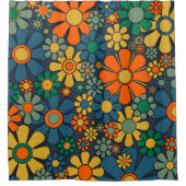 Retro Garden Groovy Floral 60s 70s Pattern Douchegordijn (Voorkant)