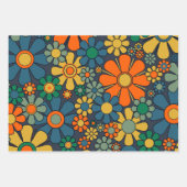 Retro Garden Groovy Floral 60s 70s Pattern Inpakpapier Vel (Voorkant)
