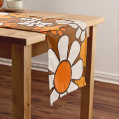 Retro Garden Groovy Floral 60s 70s Pattern Korte Tafelloper (Voorbeeld)