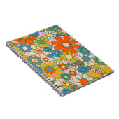 Retro Garden Groovy Floral 60s 70s Pattern Notitieboek (Rechterzijde)