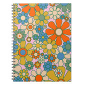 Retro Garden Groovy Floral 60s 70s Pattern Notitieboek (Voorkant)