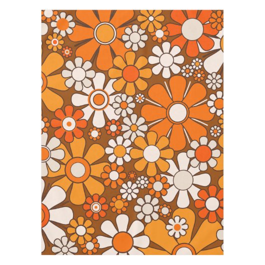Retro Garden Groovy Floral 60s 70s Pattern Tafelkleed (Voorkant)