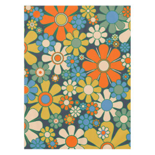 Retro Garden Groovy Floral 60s 70s Pattern Tafelkleed