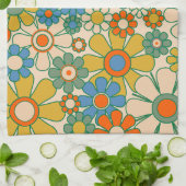Retro Garden Groovy Floral 60s 70s Pattern Theedoek (Gevouwen)
