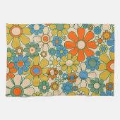 Retro Garden Groovy Floral 60s 70s Pattern Theedoek (Horizontaal)