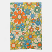 Retro Garden Groovy Floral 60s 70s Pattern Theedoek (Verticaal)