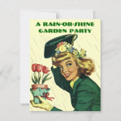 Retro Garden Party Invitation ~ Easy to Customise Kaart (Voorkant)