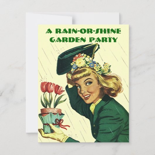 Retro Garden Party Invitation ~ Easy to Customise Kaart (Voorkant)