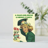 Retro Garden Party Invitation ~ Easy to Customise Kaart (Staand voorkant)