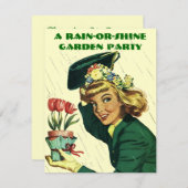 Retro Garden Party Invitation ~ Easy to Customise Kaart (Voorkant / Achterkant)