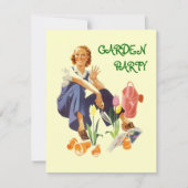 Retro Garden Party Invitation ~ Easy to Customise Kaart (Voorkant)