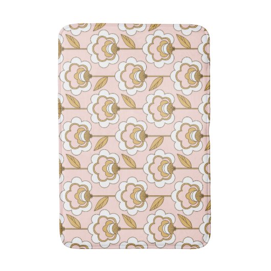Retro Garden Pink Floral Pattern Badmat (Voorkant Verticaal)