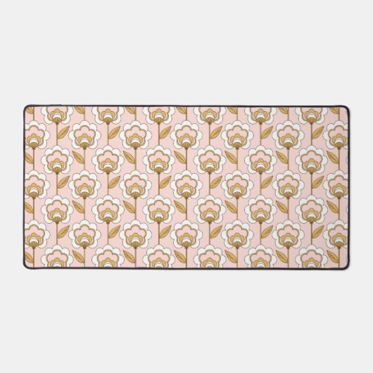 Retro Garden Pink Floral Pattern Bureaumat (Voorkant)