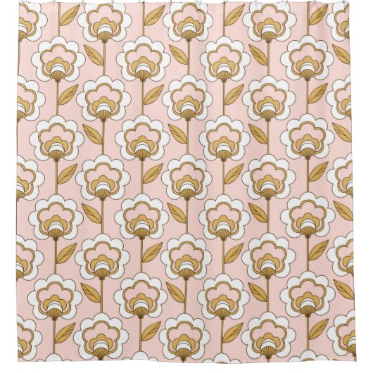 Retro Garden Pink Floral Pattern Douchegordijn (Voorkant)