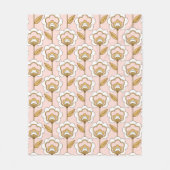Retro Garden Pink Floral Pattern Fleece Deken (Voorkant)