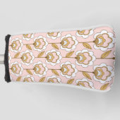 Retro Garden Pink Floral Pattern Golfheadcover (Voorkant)