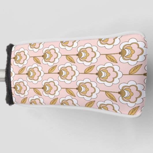 Retro Garden Pink Floral Pattern Golfheadcover (Voorkant)