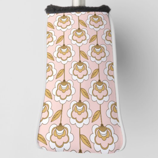 Retro Garden Pink Floral Pattern Golfheadcover (Draai 90)