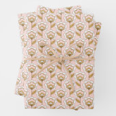Retro Garden Pink Floral Pattern Inpakpapier Vel (In situ)