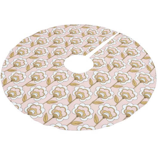 Retro Garden Pink Floral Pattern Kerstboom Rok (Gekanteld)