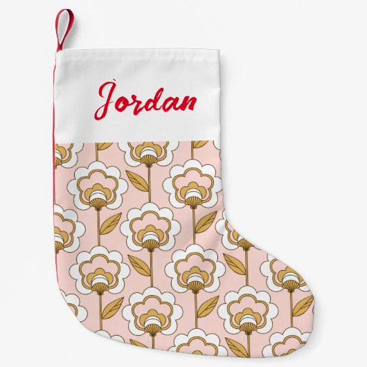 Retro Garden Pink Floral Pattern Kleine Kerstsok (Voorkant)