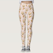 Retro Garden Pink Floral Pattern Leggings (Voorkant)