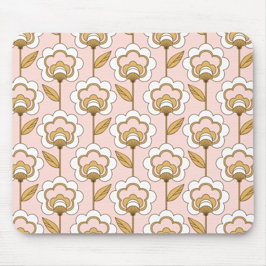 Retro Garden Pink Floral Pattern Muismat (Voorkant)