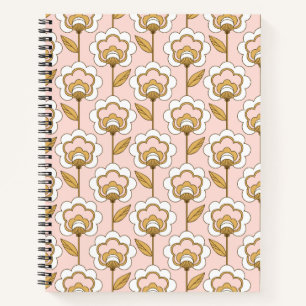 Retro Garden Pink Floral Pattern Notitieboek