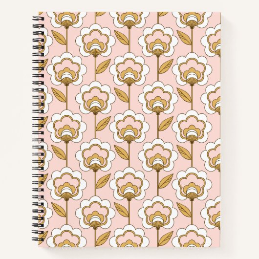 Retro Garden Pink Floral Pattern Notitieboek (Voorkant)