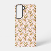 Retro Garden Pink Floral Pattern Samsung Galaxy Hoesje (Achterkant)