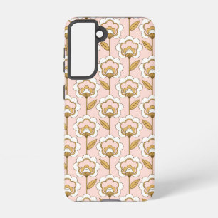 Retro Garden Pink Floral Pattern Samsung Galaxy Hoesje