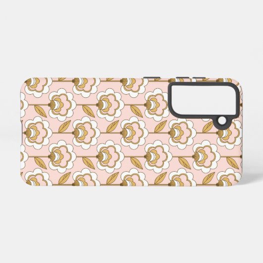 Retro Garden Pink Floral Pattern Samsung Galaxy Hoesje (Achterkant horizontaal)