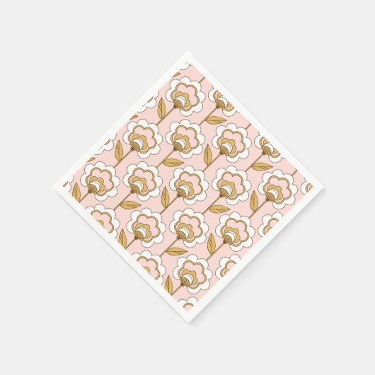 Retro Garden Pink Floral Pattern Servet (Hoek)