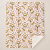 Retro Garden Pink Floral Pattern Sherpa Deken (Voorkant)