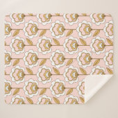 Retro Garden Pink Floral Pattern Sherpa Deken (Voorkant (horizontaal))