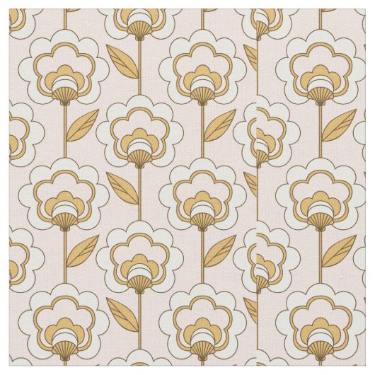 Retro Garden Pink Floral Pattern Stof (Close Up)