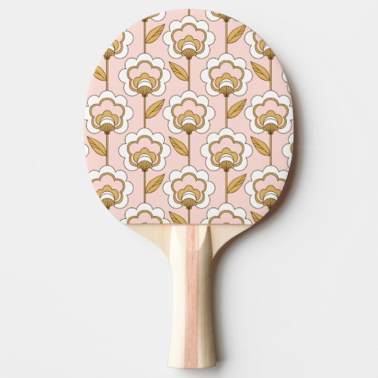 Retro Garden Pink Floral Pattern Tafeltennisbatje (Voorkant)