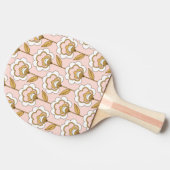 Retro Garden Pink Floral Pattern Tafeltennisbatje (Zijkant)