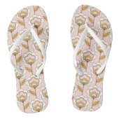 Retro Garden Pink Floral Pattern Teenslippers (Voetbed)