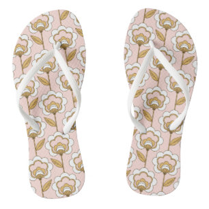 Retro Garden Pink Floral Pattern Teenslippers