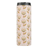 Retro Garden Pink Floral Pattern Thermosbeker (Achterkant)