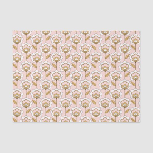 Retro Garden Pink Floral Pattern Tissuepapier (Voorkant)