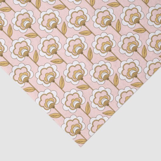 Retro Garden Pink Floral Pattern Tissuepapier (Detail)